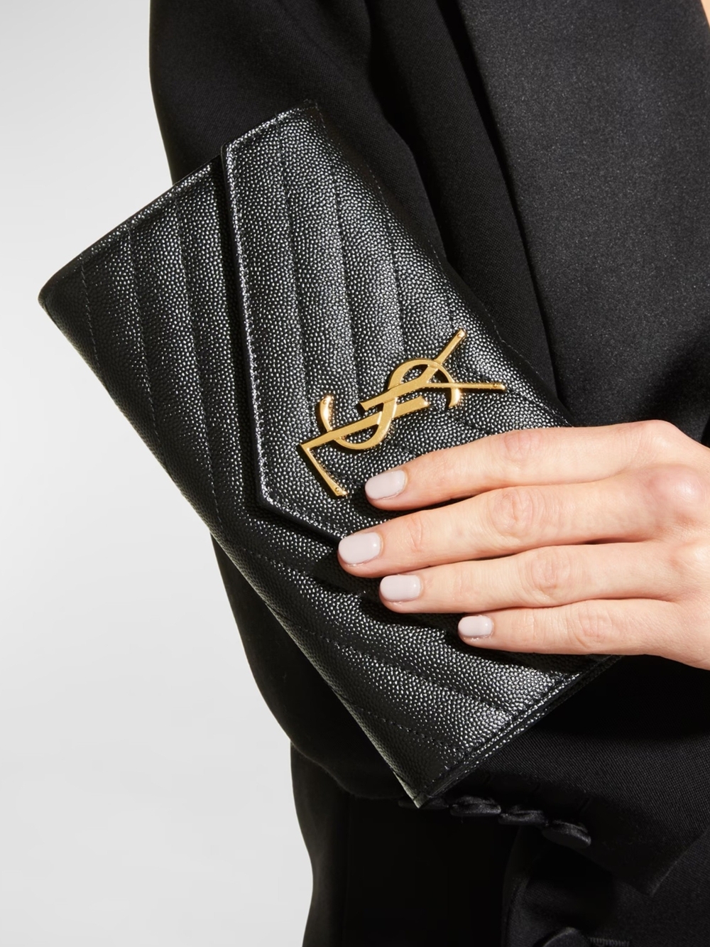 Saint LaurentCassandre YSL Monogram Large Flap Wallet in Grained Leather